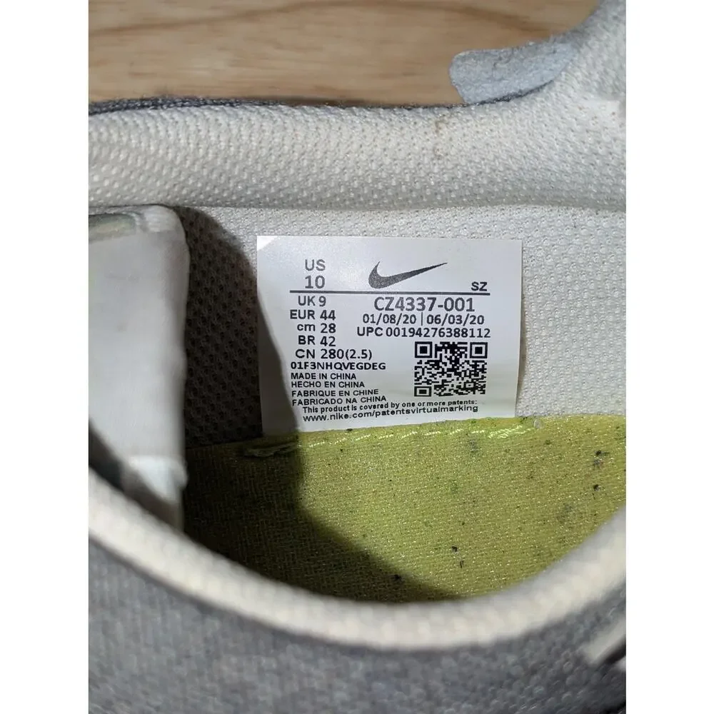 Nike N.354 Shoes Mens 10 Gray Canvas Crater Sole Low Top Sneakers CZ4337-001